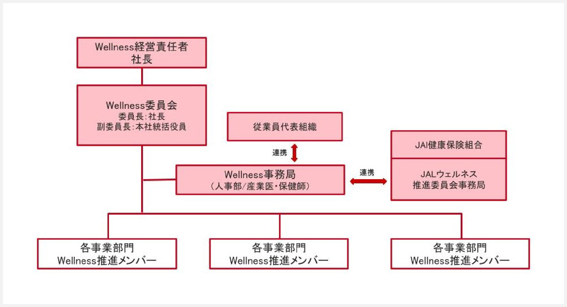 JALインフォテックWellness経営推進体制図